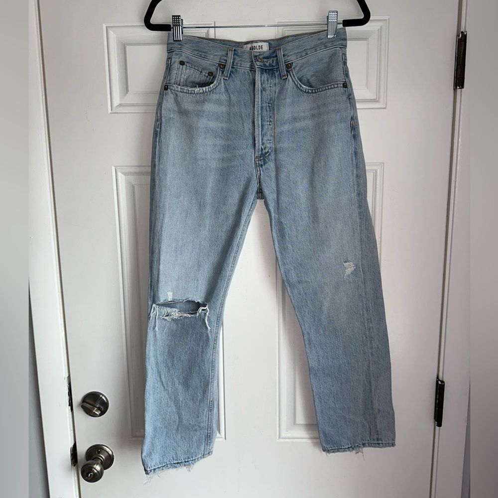 AGOLDE Riley high rise straight crop jeans pants Color Shatter Size 27 ripped‎ - Picture 5 of 6